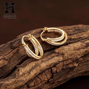 Pendientes de Doble Aro Entrecruzado de Oro de 14K con Diamantes, Fabricante de Joyería Fina de Lujo - Product Image 2