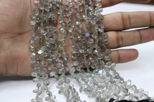 ลูกปัดลาบราโดไรต์ทรงลูกแพร์เจียระไน AAA ลูกปัดลาบราโดไรต์ธรรมชาติแบบร้อยสำหรับทำเครื่องประดับ - Product Image 4