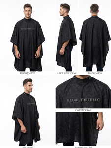 Cape de coiffure professionnelle imperméable, tablier de salon de coiffure, fermeture à boutons, robe de coiffeur - Product Image 5