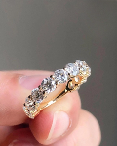 Diamant de laboratoire taille brillant rond 1 carat clarté VS1 couleur F, bijou de fiançailles, demi-alliance éternité en or jaune 10k - Product Image 1