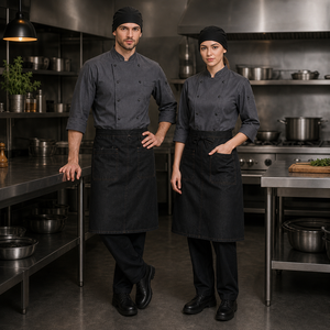 Uniforme de Chef de Restaurante, Conjunto Completo de 4 Piezas, Antipilling, Transpirable, Ropa de Trabajo de Mezclilla para Cocina - Product Image 1