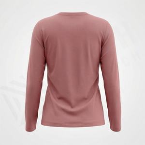 T-shirt à manches longues pour femme, col rond, 100% coton biologique de luxe, pré-rétréci, coupe classique, doux et de qualité supérieure, couleur personnalisée - Product Image 2