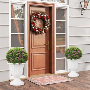 Set di 2 Vasi Vintage a Forma di Urna, Resistenti alle Intemperie, Bianchi in PP, con Fori di Drenaggio Opzionali per Uso Interno ed Esterno, Motivo Quadrato INS - Product Image 6