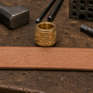 <b>Leather</b> Embossing Roller for Belts Wallets & Straps | Solid Brass Scroll Pattern Embossing Wheel Professional Leathercraft <b>Tool</b> - Product Image 2