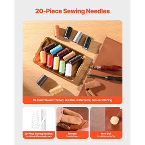 Kit d'outils de travail du cuir portable 92 pièces avec outils de couture, de marquage et de gravure, comprenant un sac de rangement pour le poinçonnage, pour l'artisanat du cuir - Product Image 5