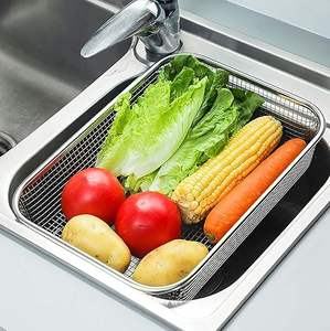 Cesta de drenaje de acero grande con bandeja de goteo, soporte de secado de cocina, cesta de malla rectangular para fregadero, escurridor de frutas y verduras de malla, 12*8.5*3CM - Product Image 5