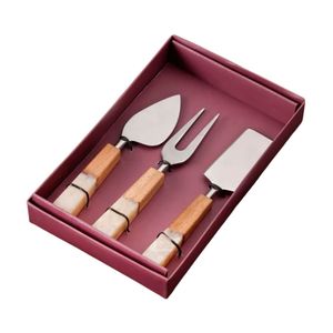Juego de Cuchillos para Queso de Acero Inoxidable al por Mayor con Mango Ergonómico de Madera Natural, Accesorios para Charcutería, Utensilios para Queso de 4 Piezas - Product Image 6
