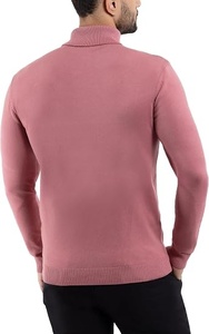 Pull à col roulé en polyester noir uni pour homme, tricoté, avec propriétés anti-rétrécissement et respirantes, manches longues, pour le printemps - Product Image 4