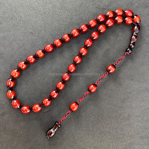 ลูกปัดอธิษฐานอิสลาม33เม็ดทำด้วยมือเรซิ่นสีดำสีแดง tasbih misbaha subha tespih - Product Image 6