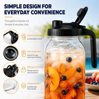 Pichet en verre étanche de 64 oz avec bec verseur large, couvercle et paille, pour boissons, lait maternel et aliments