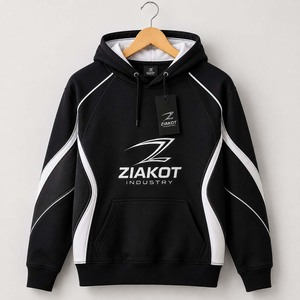 Sudadera con Capucha Deportiva de Invierno Negra y Roja, Cosida a Medida, de Poliéster, Corte Holgado, Venta al Por Mayor Directa de la Industria Ziakot de Pakistán - Product Image 2