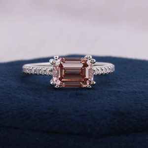 Elegant Selection Womens Rhodium 925 Sterling <b>Silver</b> <b>Emerald</b> Cut 1.50 Ct Lab Grown Diamond Wedding <b>Ring</b> Luxury Fashion Fine - Product Image 1