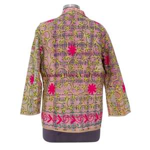 เสื้อแจ็คเก็ตผ้าฝ้ายถักคุณภาพดี ระบายอากาศได้ดี สไตล์วินเทจ คันธา  แบบยูนิเซ็กซ์  ตกแต่งกระดุมด้วยมือ  สำหรับฤดูหนาว ฤดูใบไม้ร่วง ฤดูใบไม้ผลิ แขนยาว - Product Image 5