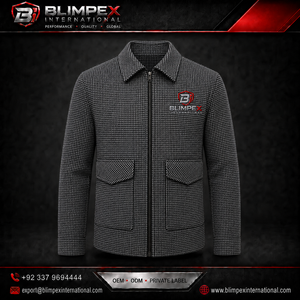 เสื้อแจ็คเก็ตผ้าแคนวาสผสมขนสัตว์ย้อมสีคุณภาพสูงแบบลำลอง ปิดซิป ปักโลโก้ได้ เป็นมิตรกับสิ่งแวดล้อม กันลม เหมาะสำหรับธุรกิจและสวมใส่ลำลอง - Product Image 4