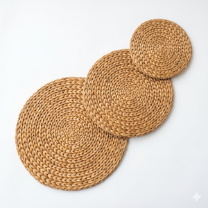 Manteles individuales redondos de jacinto de agua natural, resistentes al calor, ecológicos, para decoración del hogar, restaurantes y bodas. - Product Image 4