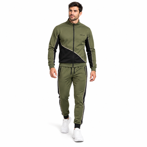 Ensemble de survêtement d'hiver pour homme, vert olive uni, à capuche, avec cordon de serrage, style sportif, coupe régulière, respirant - Product Image 2