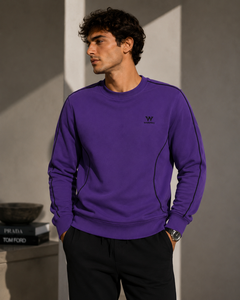 เสื้อสเวตเชิ้ตผู้ชาย Warpro สีม่วง ผ้าฟลีซ คอกลม ทรงปกติ สวมใส่สบายๆ สำหรับฤดูใบไม้ร่วง - Product Image 4