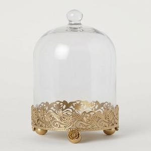 Luxury Metal Pedestal <b>Cake</b> <b>Stand</b> with Wooden Tray and <b>Glass</b> Dome Dessert Display Kitchen Dessert Holder - Product Image 6