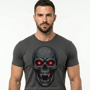 Fabricante de Camisetas Personalizadas para Hombre, Camiseta con Gráfico de Calavera Vampiro Estilo Glitch Art, Proveedor de Camisetas de Algodón Streetwear al por Mayor, OEM ODM China - Product Image 6
