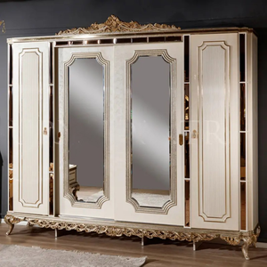 Ensemble de chambre à coucher antique de style traditionnel européen en acajou massif, avec armoire sculptée et tables de chevet, pour usage hôtelier, luxe - Product Image 6