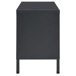 Meuble TV en acier thermolaqué anthracite avec verre trempé pour salon - Product Image 4