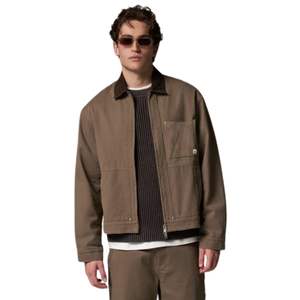 Veste en twill à col contrastant pour hommes et femmes, avec un design élégant, fermeture éclair et tissu de haute qualité en marron - Product Image 5