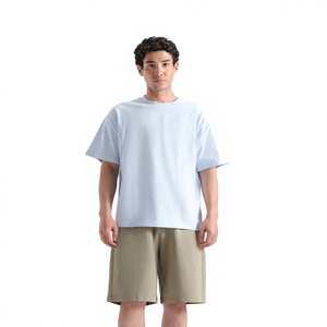เสื้อยืดผู้ชายไซส์ใหญ่ สีฟ้าอ่อน ผ้าฝ้าย 100% ระบายอากาศได้ดี คอกลม แขนสั้น สีพื้น ใส่สบาย สไตล์ลำลอง ผ้าเจอร์ซีย์ถัก - Product Image 5