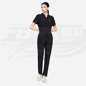 Ensemble de blouses médicales noires pour femmes, en coton et polyester tissé, uniforme d'hôpital, pantalon inclus, design personnalisé - Product Image 3