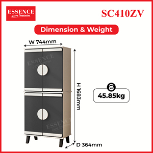 Meuble à chaussures de salon Essence Modern à 8 niveaux et 4 portes, démontable/DIY, SC410ZV, blanc/gris foncé, en aggloméré MDF, pour 20-23 paires de chaussures - Product Image 6