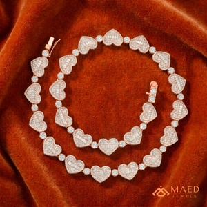 Collier à maillons en forme de cœur en moissanite plaqué or rose, bijoux de mode, pendentif élégant et moderne pour femmes et hommes, style New York City - Product Image 3