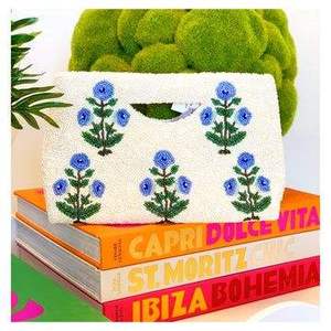 Colorful Indian Handmade Beaded Bag Luxury Ethnic Craft Glass Bead Baguette Handle Durable Trendy <b>Crystal</b> Fashion Accessory - Product Image 2