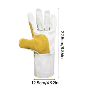 Guantes de Seguridad de Cuero Blanco Vantrex Industries con Refuerzo Amarillo en la Palma, Largos hasta el Codo, Transpirables, con Detección de Agujas, para las Cuatro Estaciones - Product Image 3
