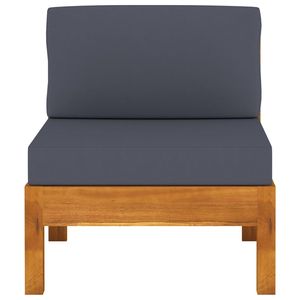 Sofá de Jardín de Madera de Acacia Gris Oscuro, Tapizado en Tela 100% Poliéster, Asientos Elegantes para Exteriores 100% Naturales - Product Image 4