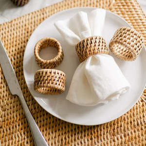 Natural Wicker Napkin Ring Holders <b>Rustic</b> <b>Farmhouse</b> <b>Table</b> Decoration Accessories for <b>Dining</b> Room Wedding Events Banquet Party - Product Image 2