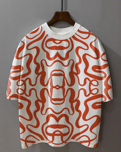 เสื้อยืดแฟชั่นลำลองพิมพ์ลายสตรีทแวร์สำหรับผู้ชาย เสื้อยืดโอเวอร์ไซส์ผ้าฝ้ายหนานุ่ม พิมพ์ลายกราฟิกสำหรับฤดูร้อน - Product Image 1