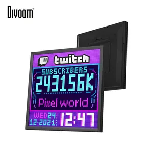 Divoom Pixoo 64 WiFi像素云数字框架，带应用控制64X64发光二极管面板显示框架，用于游戏室装饰媒体