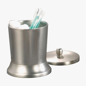 Wholesale Brushed Silver Stainless Steel Eco-Friendly Lidded Cylinder Storage <b>Jar</b> Canister Modern <b>Bathroom</b> Vanity Accessory - Product Image 3
