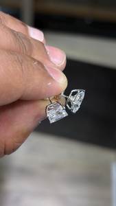Pendientes de tuerca con corte princesa y cierre de rosca, de plata de ley 925 con moissanita VVS, seguros, unisex, joyería fina, regalo - Product Image 3