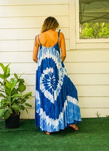 Vestido maxi de rayón con efecto tie-dye para mujer, sin mangas, con tirantes finos, corte holgado, estilo bohemio, informal, para verano - Product Image 4