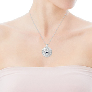 Collier en argent sterling 925 avec pendentif unique en cyanite bleue ronde, nouvelle collection, bijoux de mode, vente en gros, avec chaîne à breloques - Product Image 3