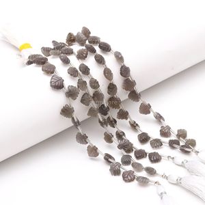 Cuentas de piedra lunar gris natural en forma de hoja, cuentas de piedras preciosas talladas a mano de 10 mm y 11 mm, venta al por mayor a granel para fabricación de joyas, proveedor de hebras - Product Image 1