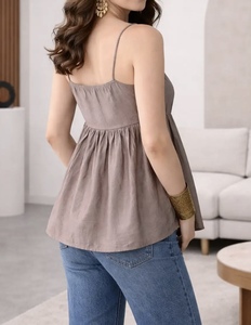 Camisetas sin mangas de poliéster brillante de alta calidad para mujer, transpirables, lisas, cortas, holgadas, a la moda, para fiestas. - Product Image 1