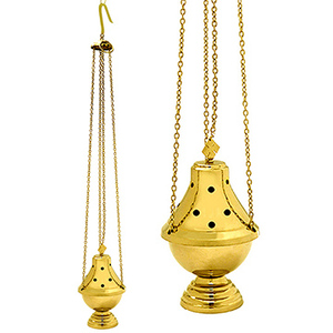 เครื่องหอมทองเหลืองสำหรับพิธีกรรมทางศาสนาพร้อมสายโซ่ |   กระถางธูปสำหรับโบสถ์ - DOUBLE VEE EXPORTS - Product Image 1