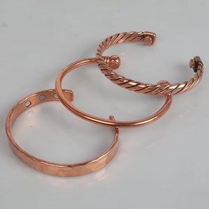 High Quality Stackable Pure Copper <b>Bangle</b> Set Handcrafted Textured <b>Engraved</b> Copper Cuff Bracelets Wholesale - Product Image 4