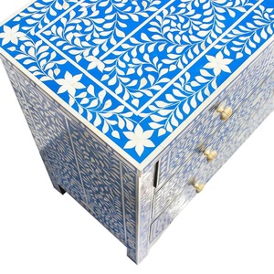 Cajón con Incrustaciones de Hueso de ILAHI, Diseño Moderno con Detalles de Ágata, Mueble Portátil para el Hogar - Product Image 3