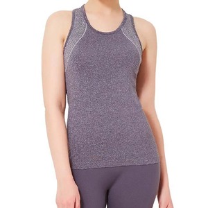 Women's Breathable Knitted Tank <b>Top</b> Solid Color Scoop Neck Sporty Style Gray Spandex Polyester Fit Workout Wear - Product Image 1