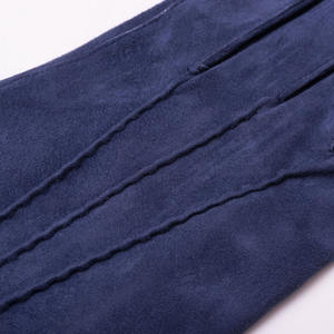 Guantes de piel de oveja azules para mujer, suaves, con dedos completos, forro cálido para invierno, clásicos, elegantes, con botón a presión en la muñeca, para fiestas al aire libre - Product Image 2