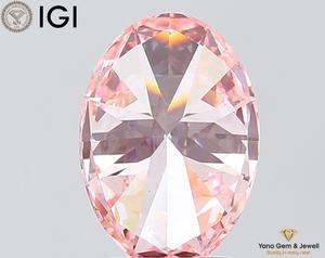 OVAL Shape CVD Lab Grown Diamond Fancy Vivid <b>Pink</b> Color VS2 Clarity with IGI Certificate 3.50 CARAT Made for Solitaire - Product Image 5