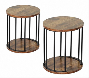 Set of 2 Wooden Round <b>Stools</b> <b>Small</b> Compact Seating Furniture for Kids Adults Garden Kitchen Bathroom Bedroom and Plant Display - Product Image 2