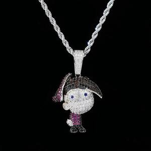 Collar con Colgante de Personaje de Dibujos Animados, Joyería con Circonita Cúbica, Bañado en Rodio, Latón, Estilo Hip Hop Unisex - Product Image 3